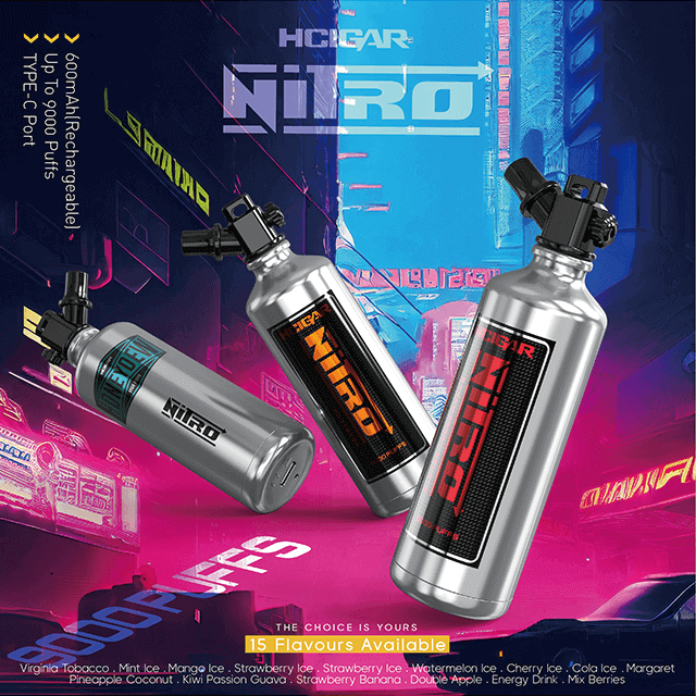 علبة السجائر الإلكترونية HCigar NITRO 600 مللي أمبير (قابلة للشحن) 9000 نفث